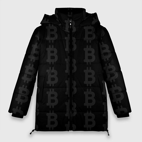 Женская зимняя куртка Биткоин - символ буквы / 3D-Черный – фото 1