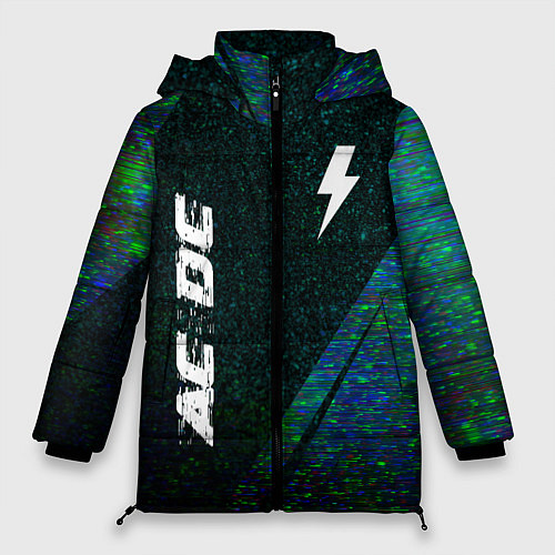 Женская зимняя куртка AC DC glitch blue / 3D-Черный – фото 1