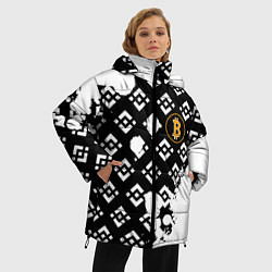 Куртка зимняя женская Bitcoin pattern binance, цвет: 3D-красный — фото 2