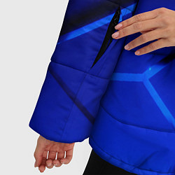 Куртка зимняя женская Яркие синие неоновые плиты в разломе, цвет: 3D-черный — фото 2
