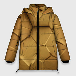 Куртка зимняя женская Золотые неоновые плиты в разломе, цвет: 3D-светло-серый