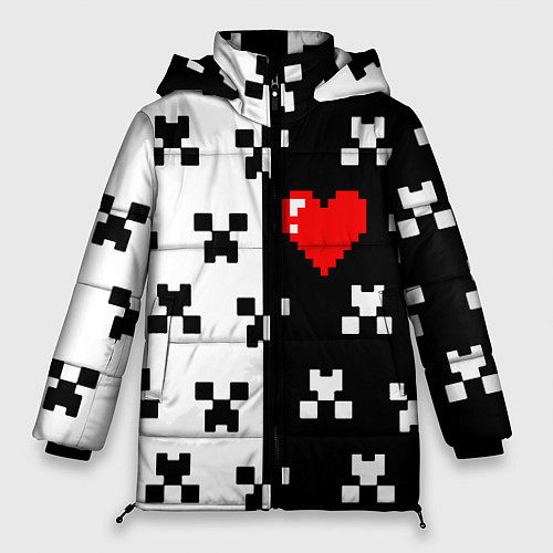 Женская зимняя куртка Minecraft pattern love / 3D-Черный – фото 1