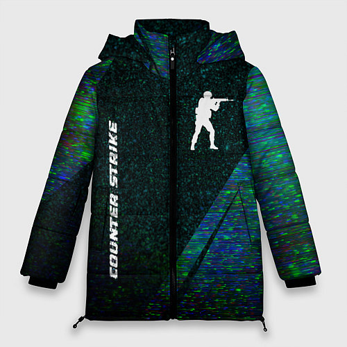 Женская зимняя куртка Counter Strike glitch blue / 3D-Черный – фото 1