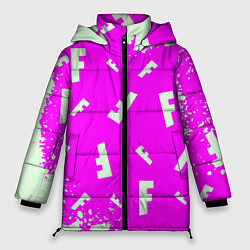 Куртка зимняя женская Fortnite pattern pink, цвет: 3D-черный