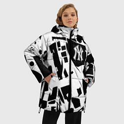 Куртка зимняя женская New York yankees - abstraction, цвет: 3D-черный — фото 2