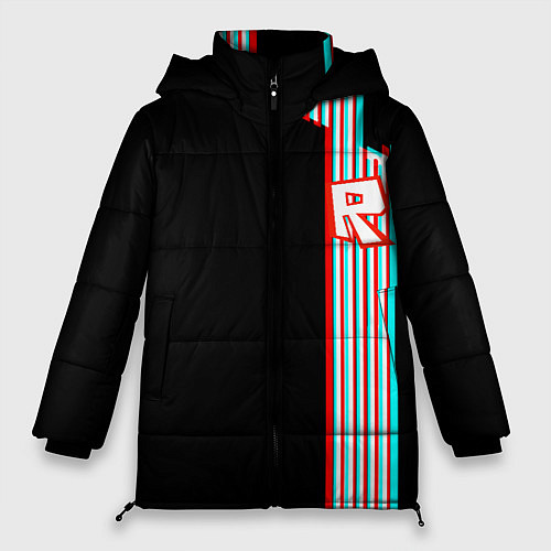 Женская зимняя куртка Roblox glitch line / 3D-Черный – фото 1
