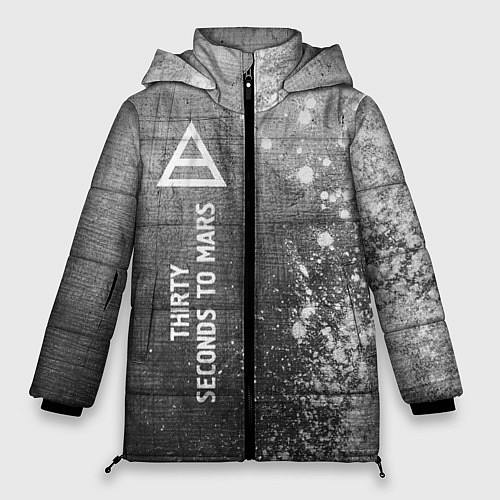 Женская зимняя куртка Thirty Seconds to Mars - grey gradient по-вертикал / 3D-Черный – фото 1