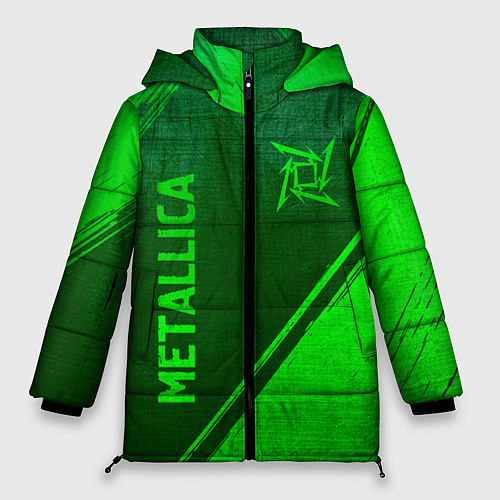 Женская зимняя куртка Metallica - green gradient вертикально / 3D-Черный – фото 1