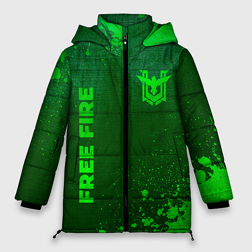 Женская зимняя куртка Free Fire - green gradient вертикально / 3D-Черный – фото 1