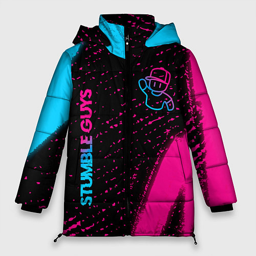 Женская зимняя куртка Stumble Guys - neon gradient вертикально / 3D-Черный – фото 1