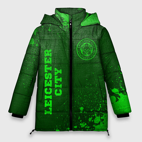 Женская зимняя куртка Leicester City - green gradient вертикально / 3D-Черный – фото 1