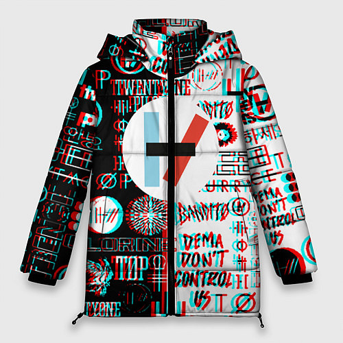 Женская зимняя куртка Twenty one pilots glitch pattern / 3D-Светло-серый – фото 1