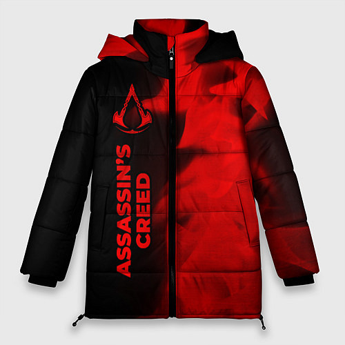 Женская зимняя куртка Assassins Creed - red gradient по-вертикали / 3D-Черный – фото 1