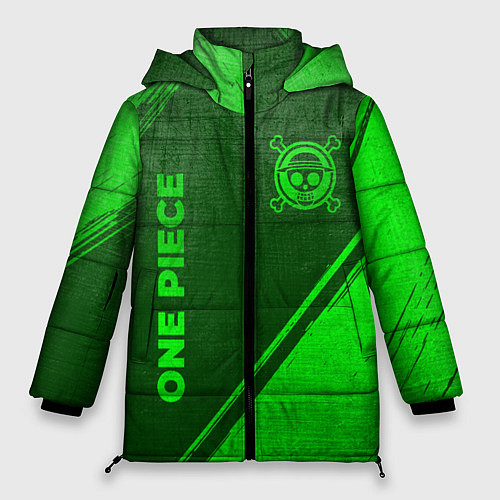 Женская зимняя куртка One Piece - green gradient вертикально / 3D-Черный – фото 1