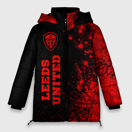 Женская зимняя куртка Leeds United - red gradient по-вертикали / 3D-Черный – фото 1