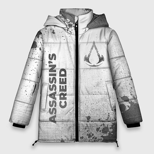 Женская зимняя куртка Assassins Creed - white gradient вертикально / 3D-Черный – фото 1