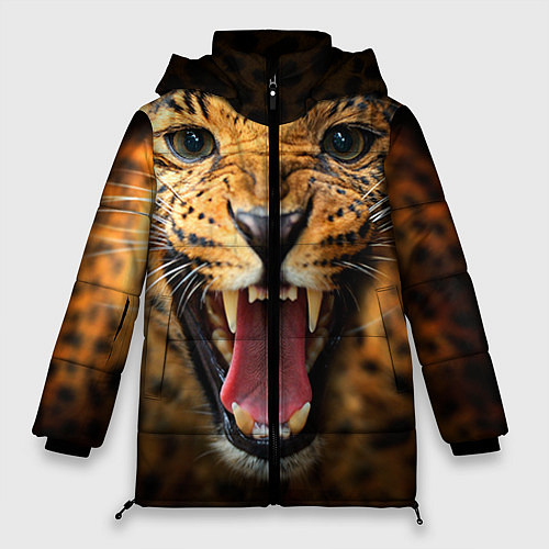 Женская зимняя куртка Рык леопарда / 3D-Черный – фото 1