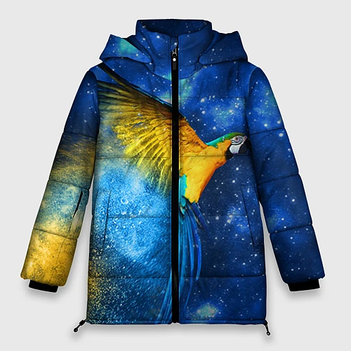 Женская зимняя куртка Космический попугай / 3D-Черный – фото 1