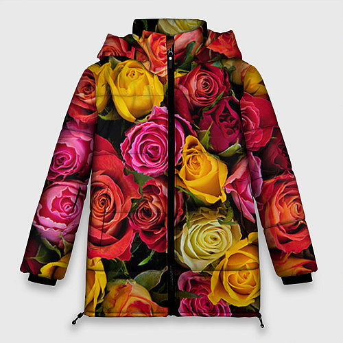 Женская зимняя куртка Ассорти из роз / 3D-Черный – фото 1