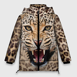Куртка зимняя женская Взгляд леопарда, цвет: 3D-красный