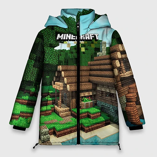 Женская зимняя куртка Minecraft House / 3D-Черный – фото 1