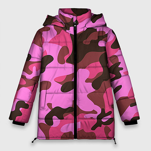 Женская зимняя куртка Камуфляж: розовый/коричневый / 3D-Черный – фото 1
