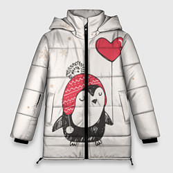 Куртка зимняя женская Влюбленный пингвин, цвет: 3D-светло-серый