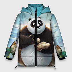 Куртка зимняя женская Кунг фу панда, цвет: 3D-черный