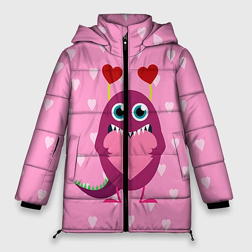 Женская зимняя куртка Чудик с сердцем / 3D-Черный – фото 1