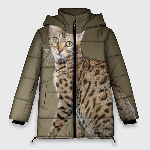 Женская зимняя куртка Пятнистый котик / 3D-Черный – фото 1