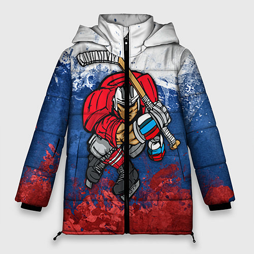 Женская зимняя куртка Русский хоккеист / 3D-Черный – фото 1