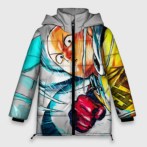Женская зимняя куртка One Punch Man Rage / 3D-Черный – фото 1