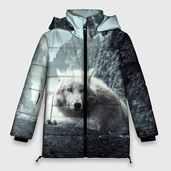 Куртка зимняя женская Волк в горах, цвет: 3D-красный