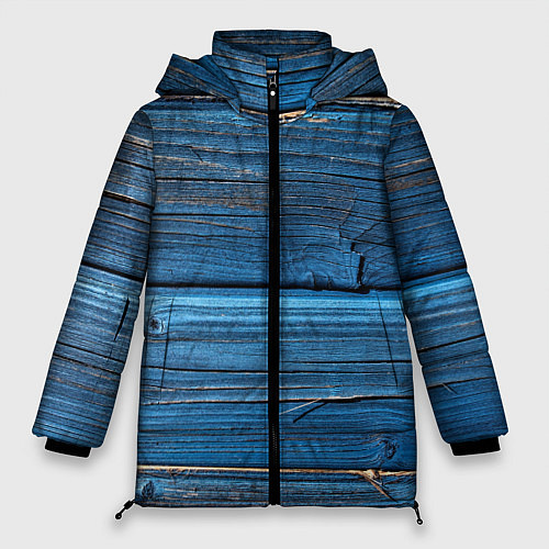 Женская зимняя куртка Голубые доски / 3D-Черный – фото 1