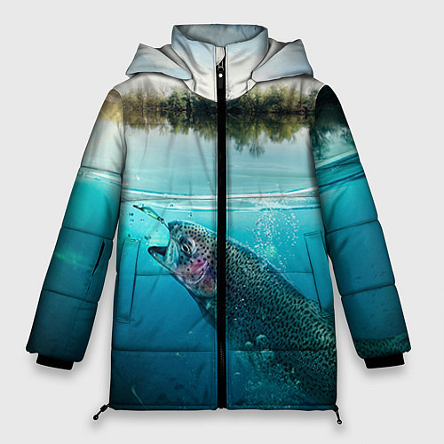 Женская зимняя куртка Рыбалка на спиннинг / 3D-Черный – фото 1