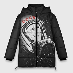Куртка зимняя женская Гагарин в космосе, цвет: 3D-черный