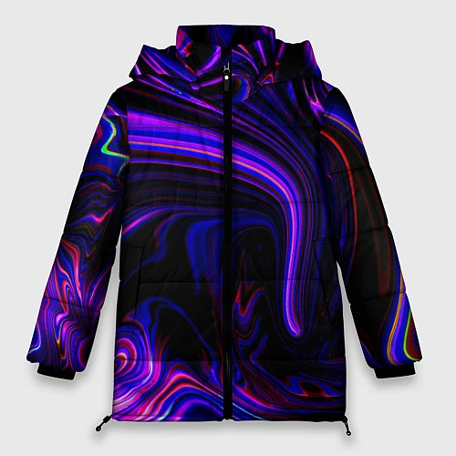 Женская зимняя куртка Цветные разводы / 3D-Черный – фото 1