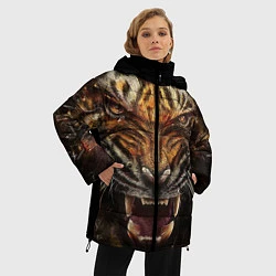 Куртка зимняя женская Разъяренный тигр, цвет: 3D-красный — фото 2