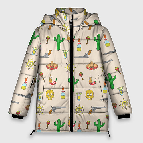 Женская зимняя куртка Мексиканский коллаж / 3D-Черный – фото 1
