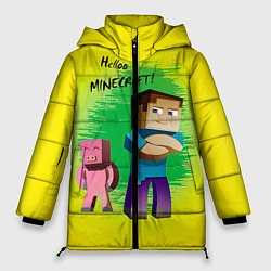 Куртка зимняя женская Hello Minecraft, цвет: 3D-черный