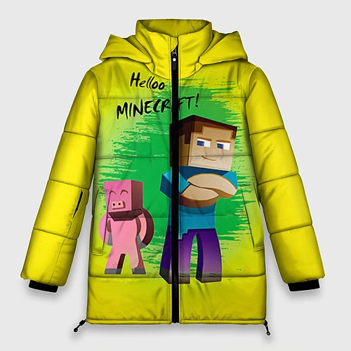 Женская зимняя куртка Hello Minecraft / 3D-Черный – фото 1