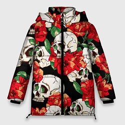 Женская зимняя куртка Черепки и розы
