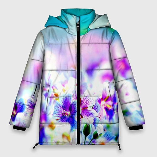 Женская зимняя куртка Цветочное поле / 3D-Черный – фото 1