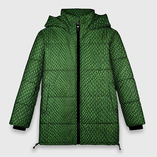 Женская зимняя куртка Змеиная зеленая кожа / 3D-Черный – фото 1