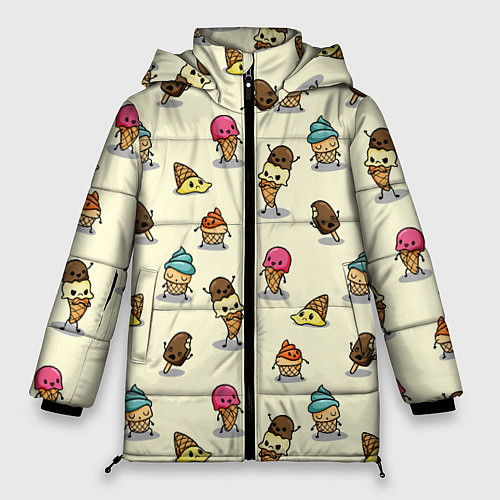 Женская зимняя куртка Мороженое с характером / 3D-Черный – фото 1