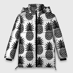 Куртка зимняя женская Ананасы 3, цвет: 3D-черный