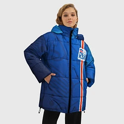 Куртка зимняя женская Сборная Исландии по футболу, цвет: 3D-черный — фото 2
