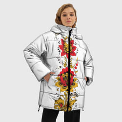 Куртка зимняя женская Хохлома: цветы, цвет: 3D-черный — фото 2