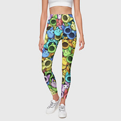 Леггинсы женские Цветные Поп Котики, цвет: 3D-принт — фото 2