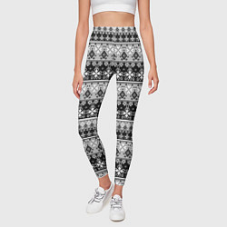 Леггинсы женские Черно-белый орнамент, цвет: 3D-принт — фото 2